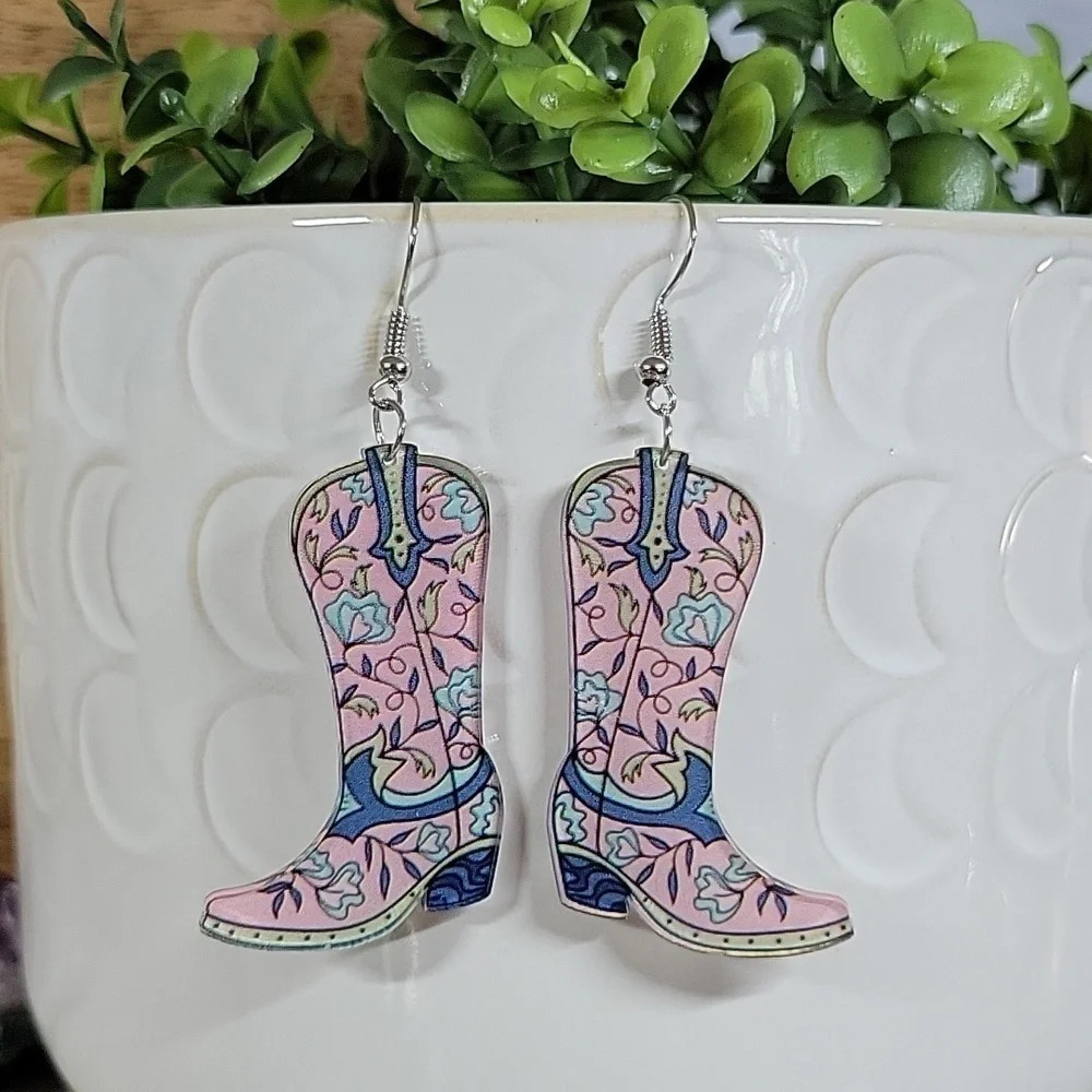 🔥LAST PAIR🔥 Bohemian Floral Western Boot Drop Earrings